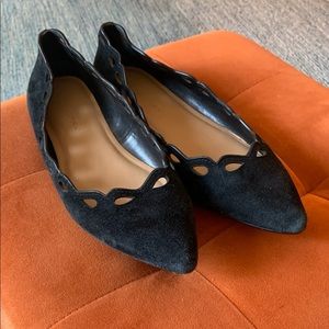 Banana Republic Black Suede Scalloped Flats Size 7